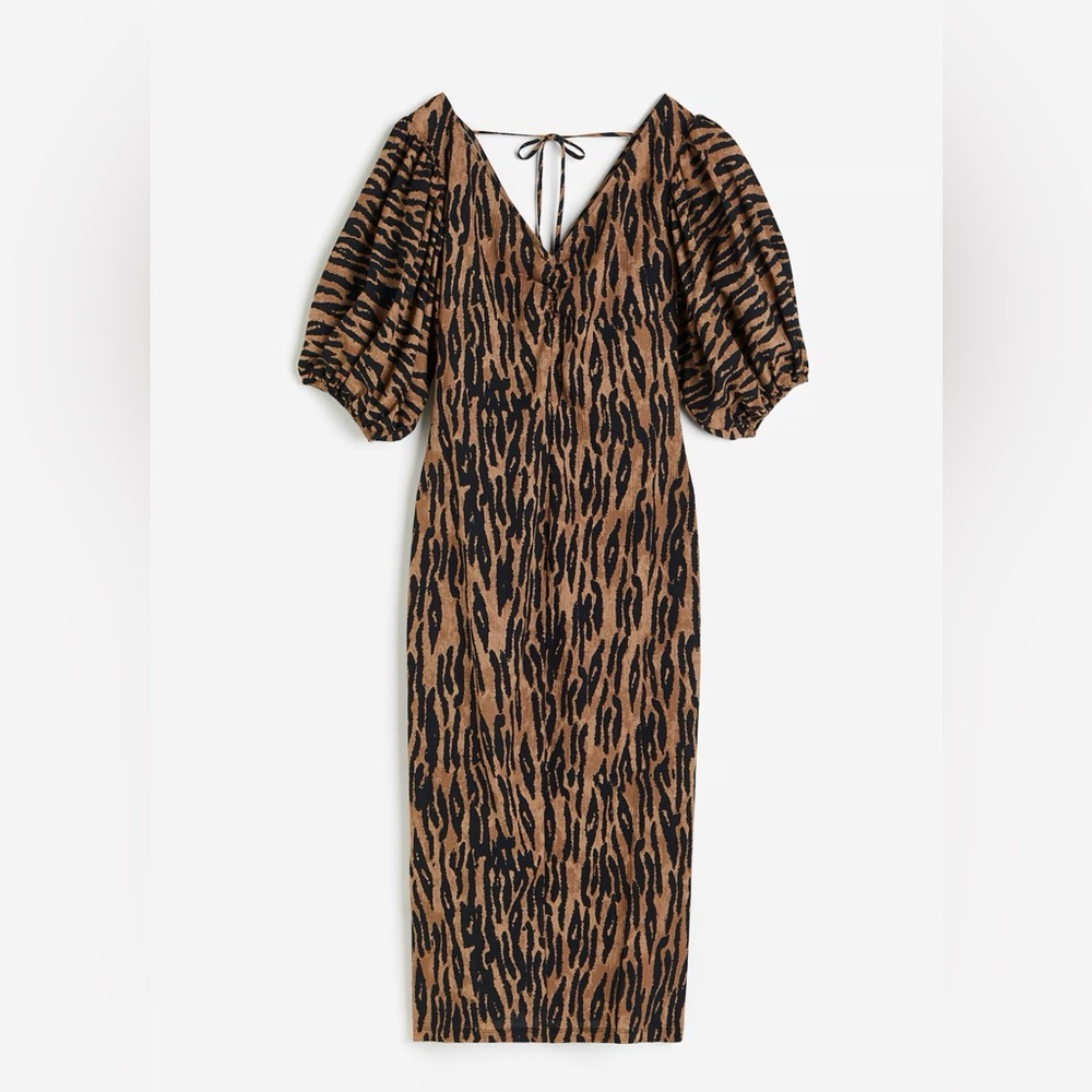 H&M Black and Brown Midi Dress - size S